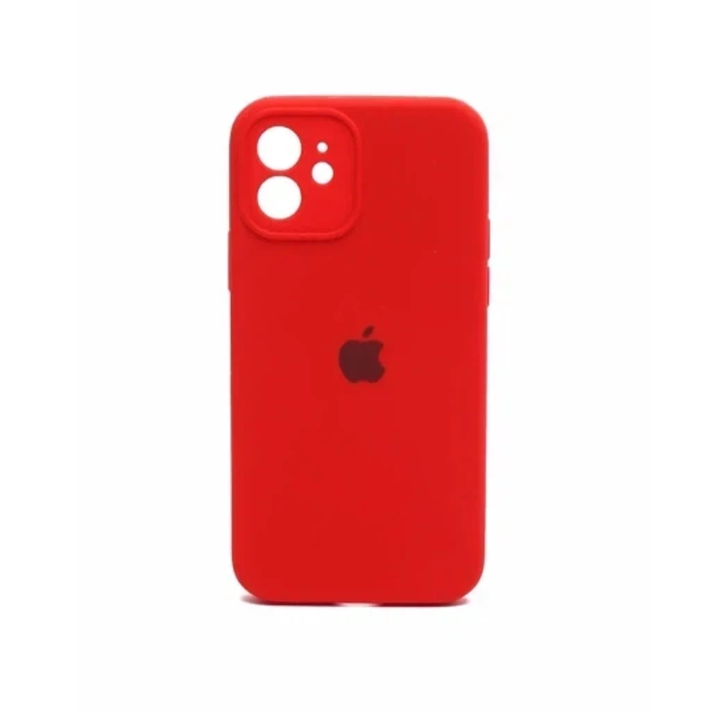 Чехол Silicone Case с закрытым низом и защитой камеры для Iphone 12 (Квадратные грани)